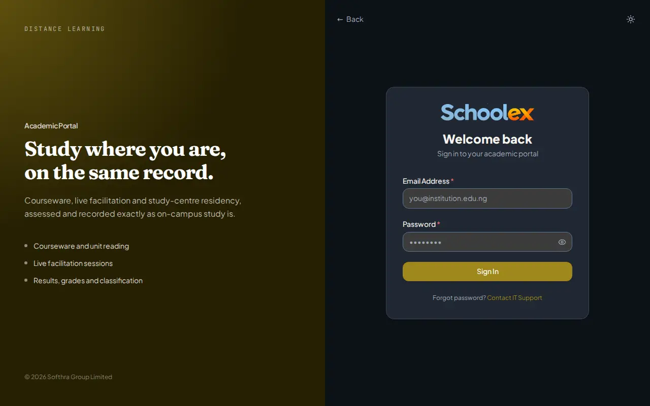 The sign-in page